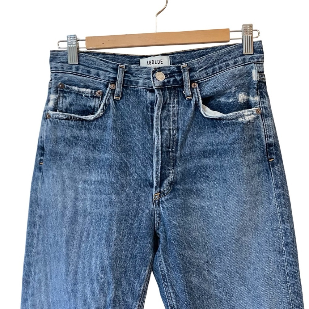 Agolde Riley High Rise Cropped Straight Jeans in Frequency - Picture 4 of 16